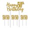 Beistle Set of 12 Gold Happy 50th Birthday Cake Topper 8.25"
